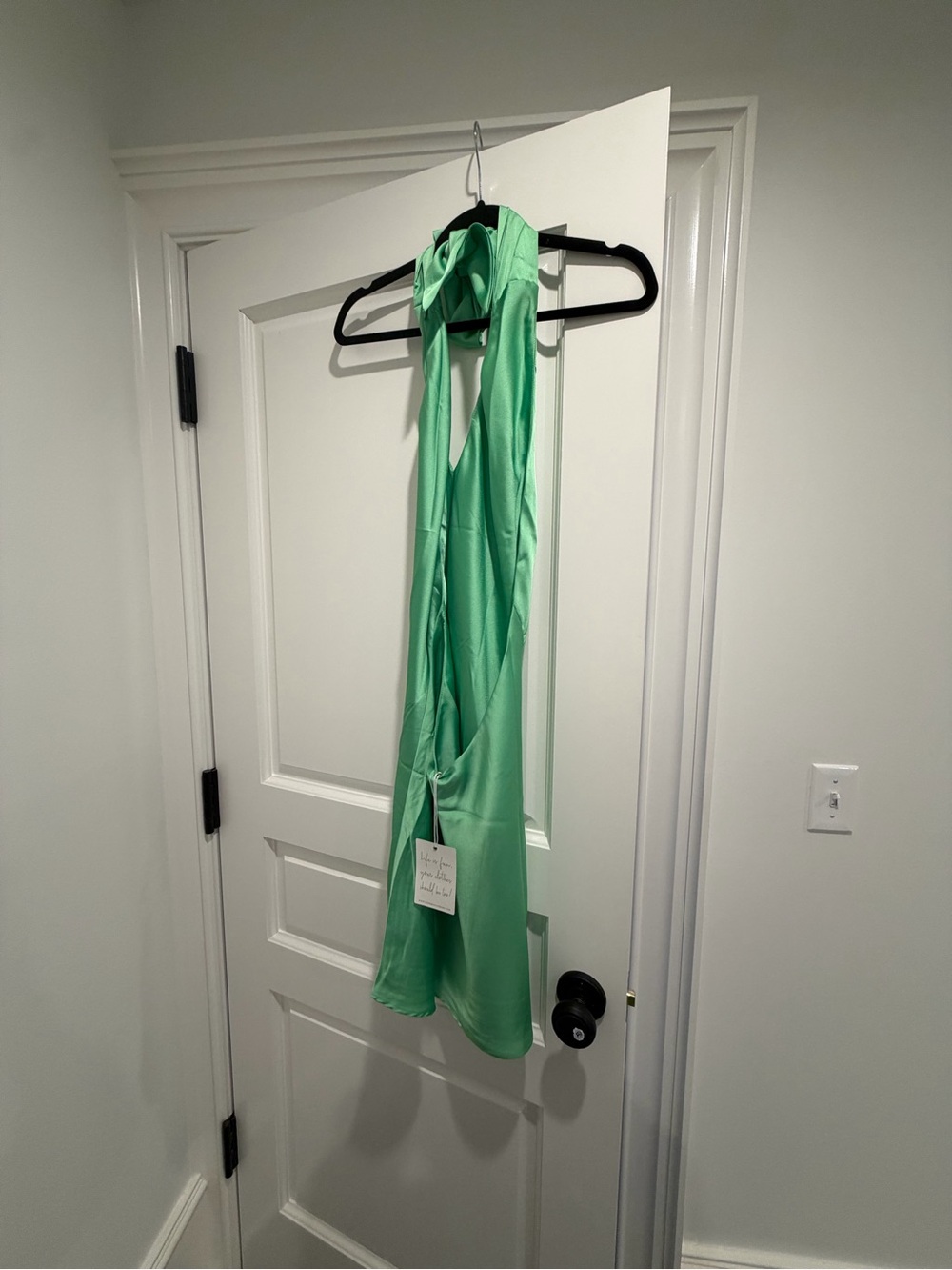 Show Me Your MUMU Mint Green Satin Halter Mini Dress - Picture 7 of 8